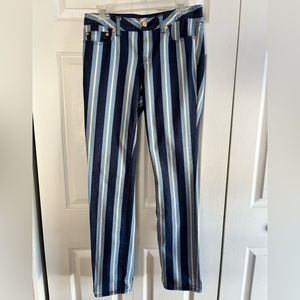 Tory Burch Blue Striped Super Skinny Jeans. Size 30. Pre-owned, great condition.